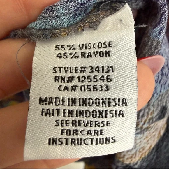 Habitat Floral Watercolor Button Front Blouse Size XL Boho Lagenlook Art Teacher - Picture 5 of 6